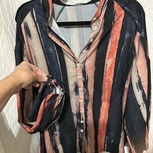 Striped Button-Up Blouse